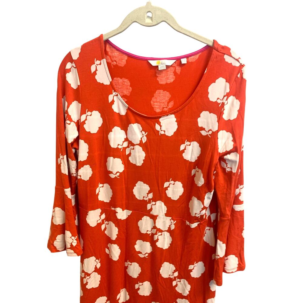 Boden Miriam Orange Print Jersey Dress sz 10 L - Picture 4 of 8